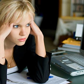 Bored woman, staring off into space