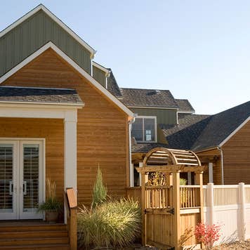 Wooden house in neighborhood