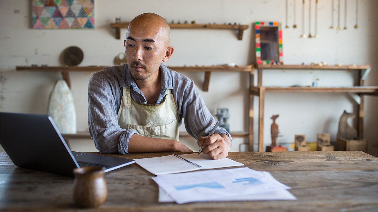 Small business owner budgeting