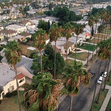 Aerial view of Los Angeles homes