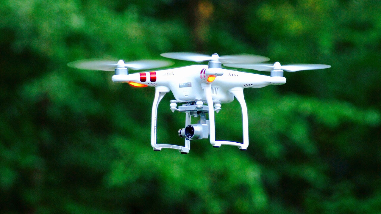 Drone with camera flying