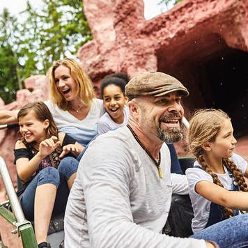 Family on theme park ride