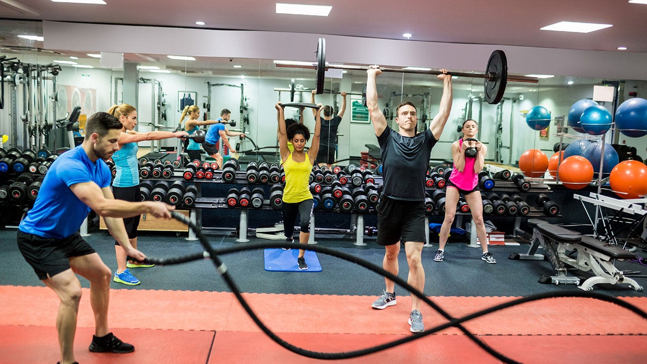 People working out at gym