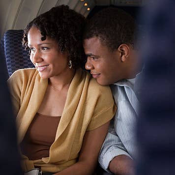 Couple on airplane