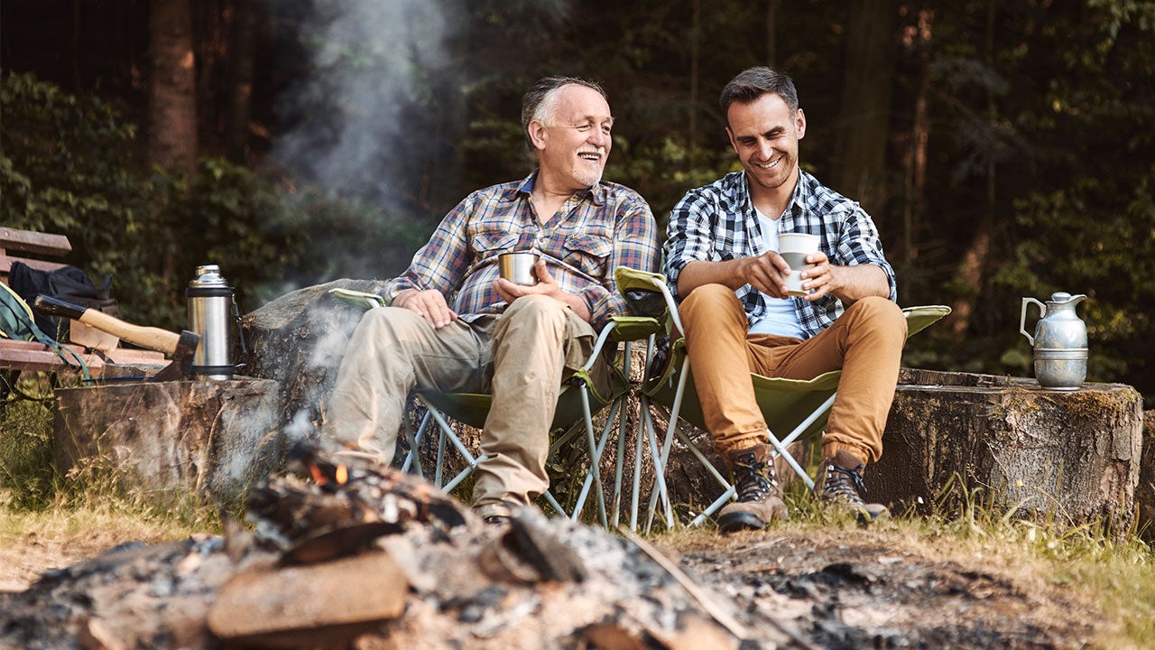 Father and son on a camping trip