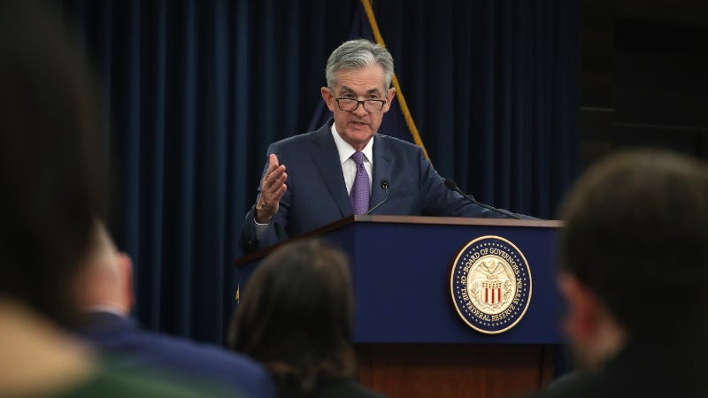 Federal Reserve Chairman Jerome Powell speaks to journalists during the Fed's July 31 post-meeting press conference.