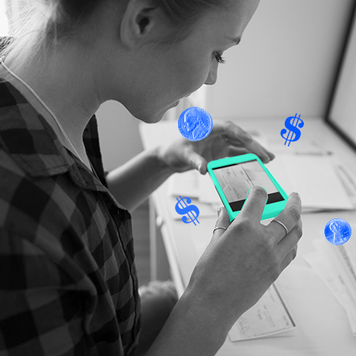 Person using phone to do mobile check deposit