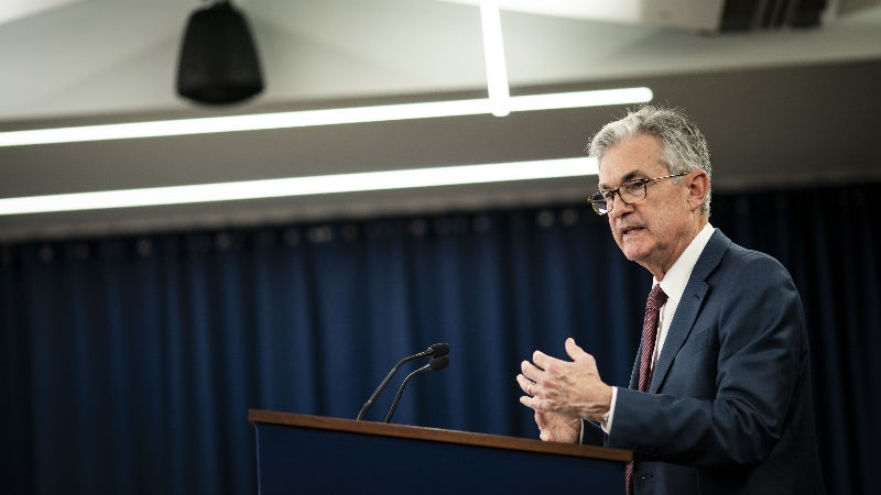 Federal Reserve Chairman Jerome Powell speaks at Fed's press conference.