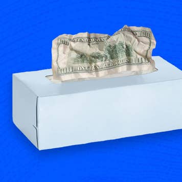Custom image with tissue box and dollar bill