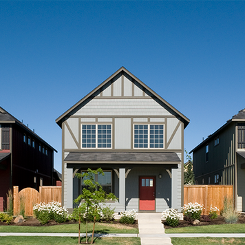 Row of houses on a clear sunny day