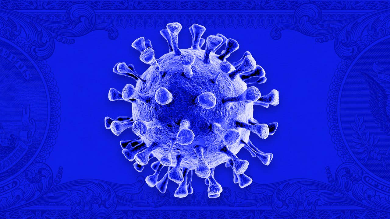 A picture of the coronavirus on a blue background