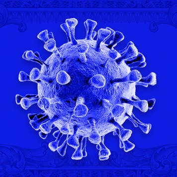 A picture of the coronavirus on a blue background