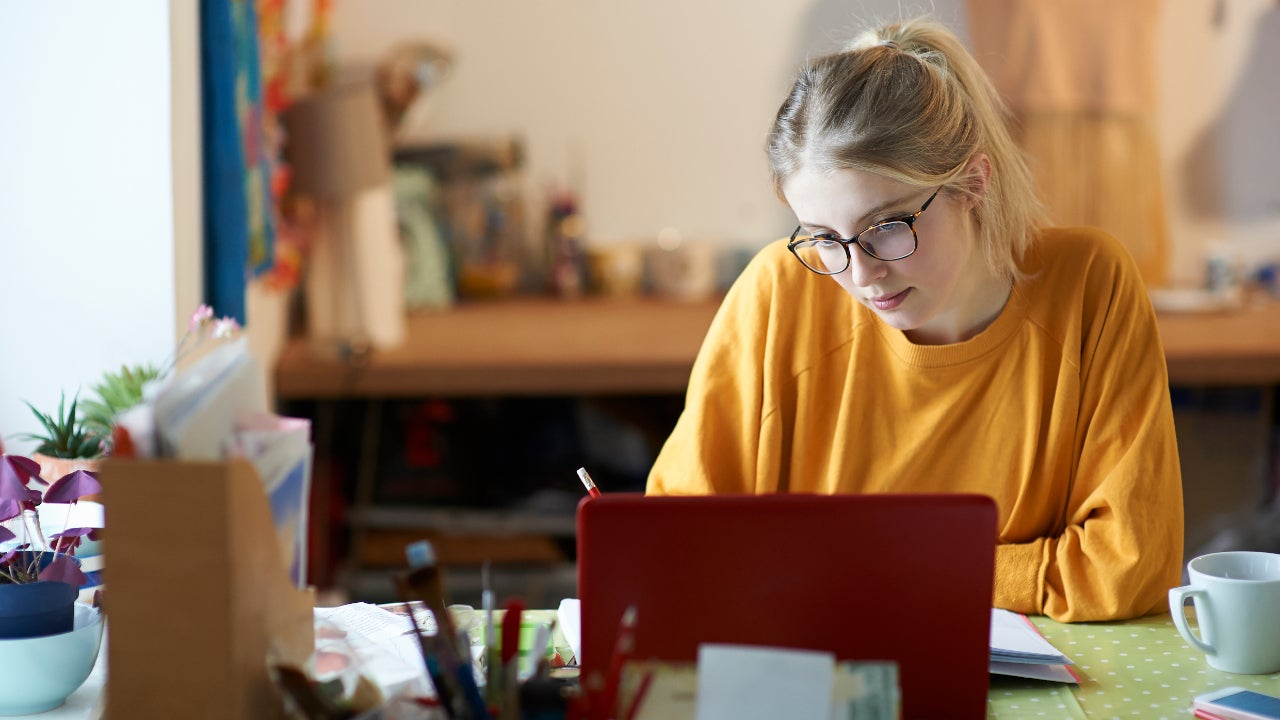 Person studying at computer
