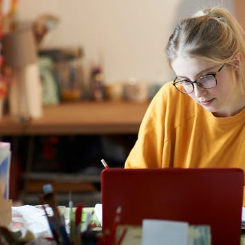Person studying at computer