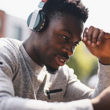A man researches on his phone.