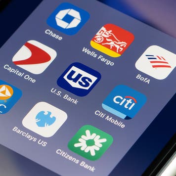 banking apps displayed on an iiphone