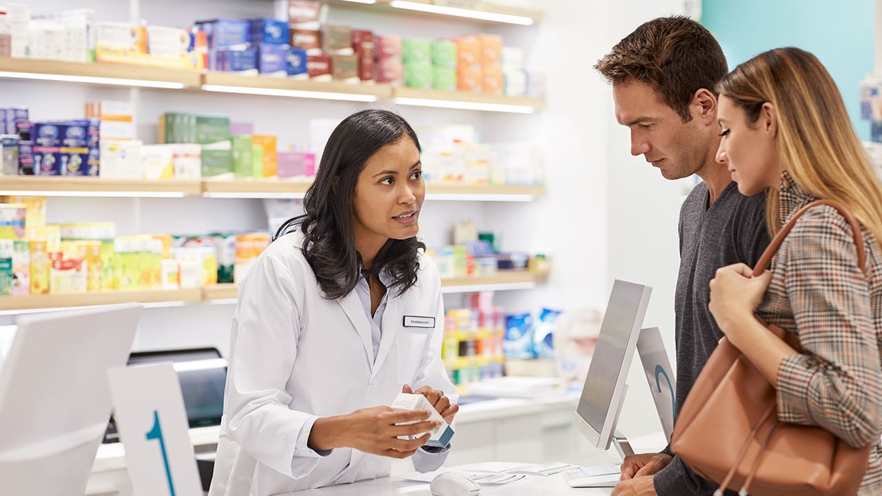 couple at pharmacy