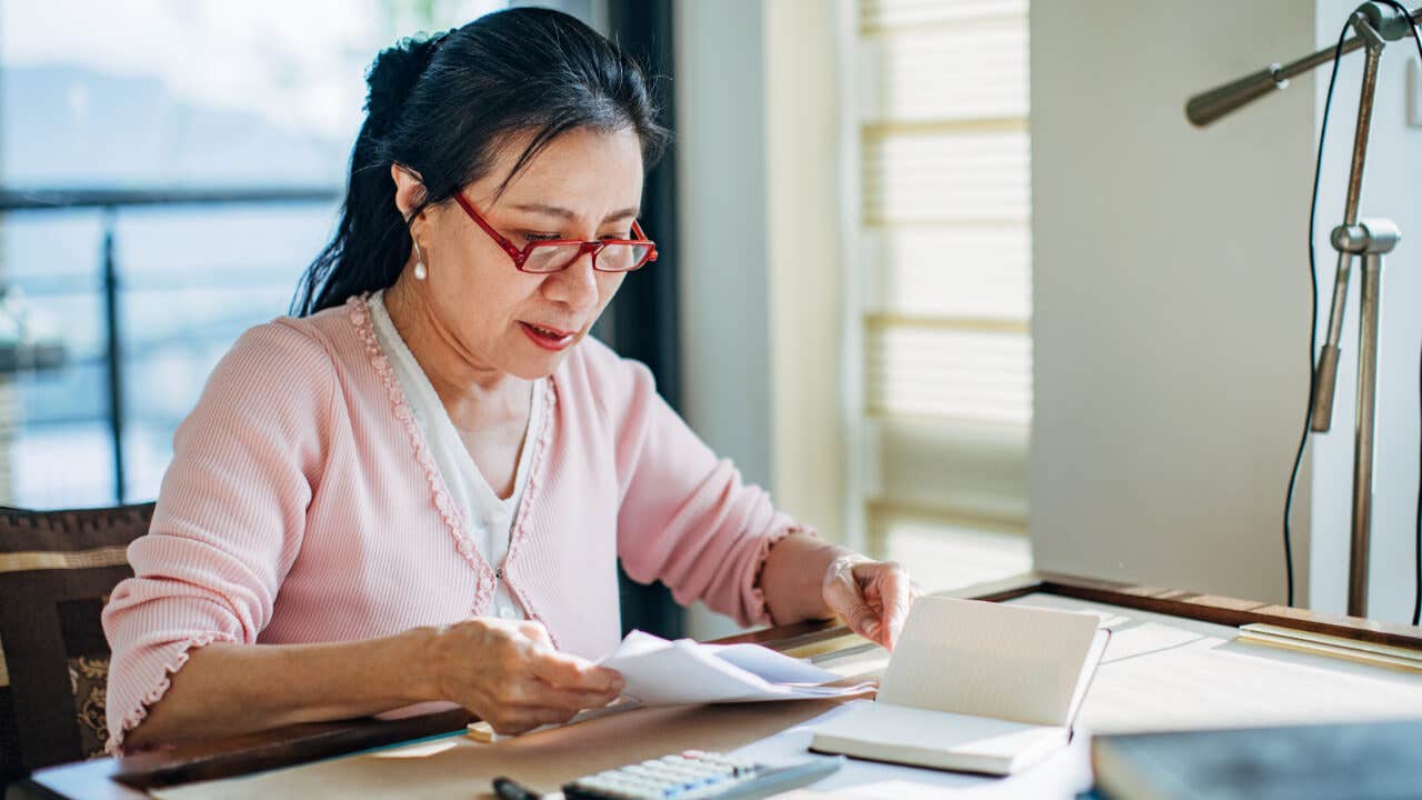 Woman working on her finances