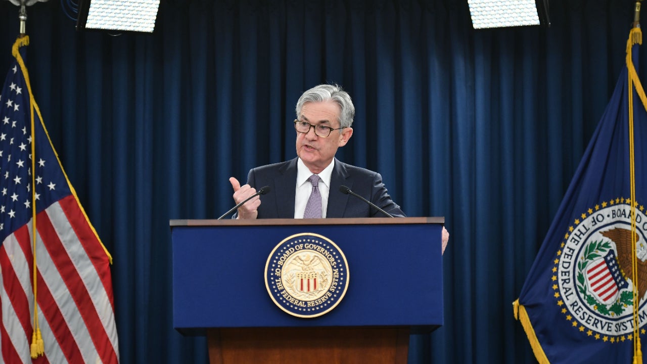 Federal Reserve Chairman Jerome Powell speaks at a press conference