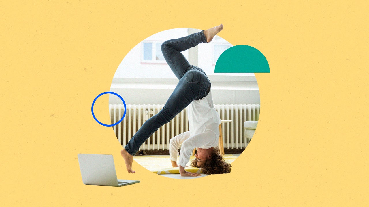 woman doing headstand