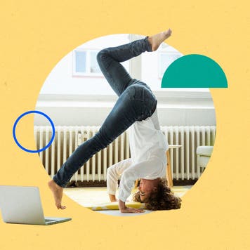 woman doing headstand