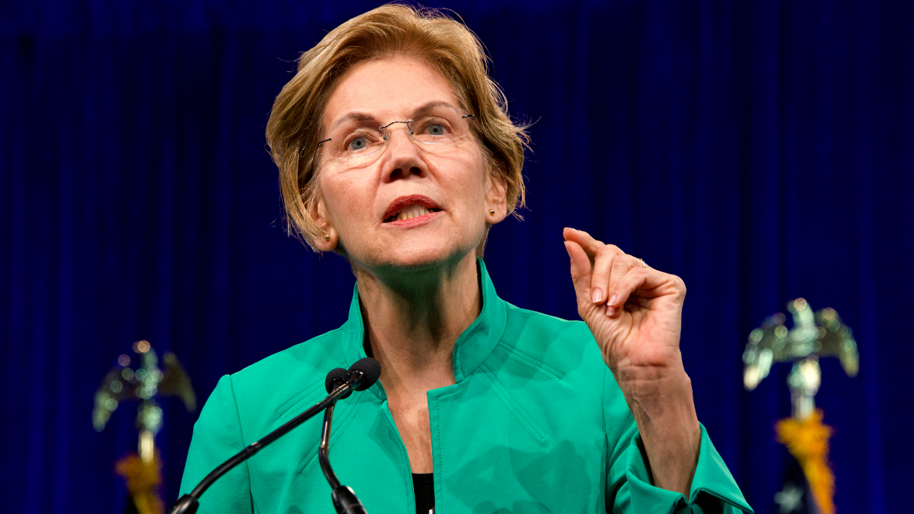 Presidential candidate Elizabeth Warren speaking at the Democratic National Convention