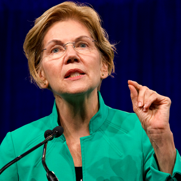 Presidential candidate Elizabeth Warren speaking at the Democratic National Convention