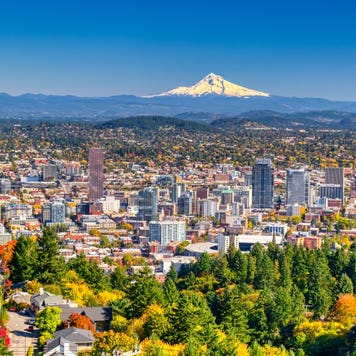 Portland, Oregon with Mount Hood in the background