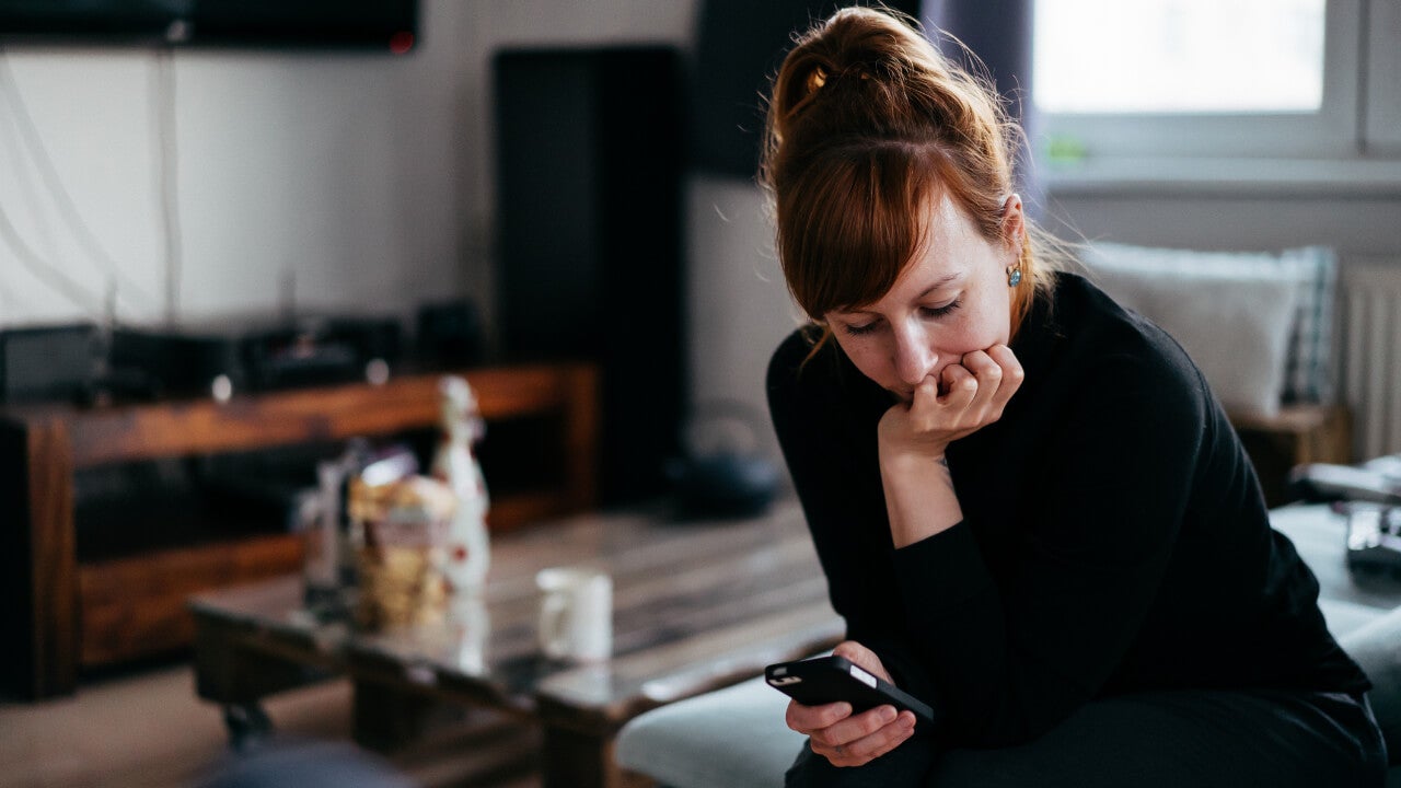 Woman checking cellphone
