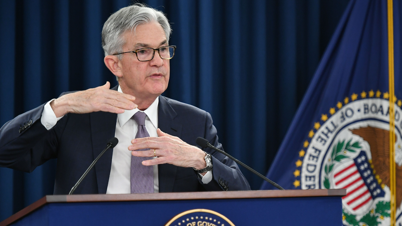 Federal Reserve Chairman Jerome Powell speaks at a press conference after an FOMC meeting.