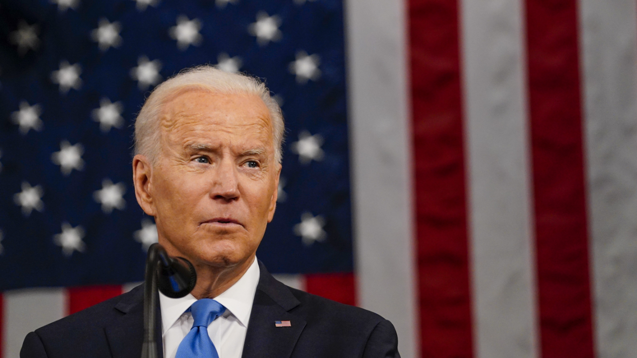 President Joe Biden addresses the nation during a joint session of Congress at the U.S. Capitol.