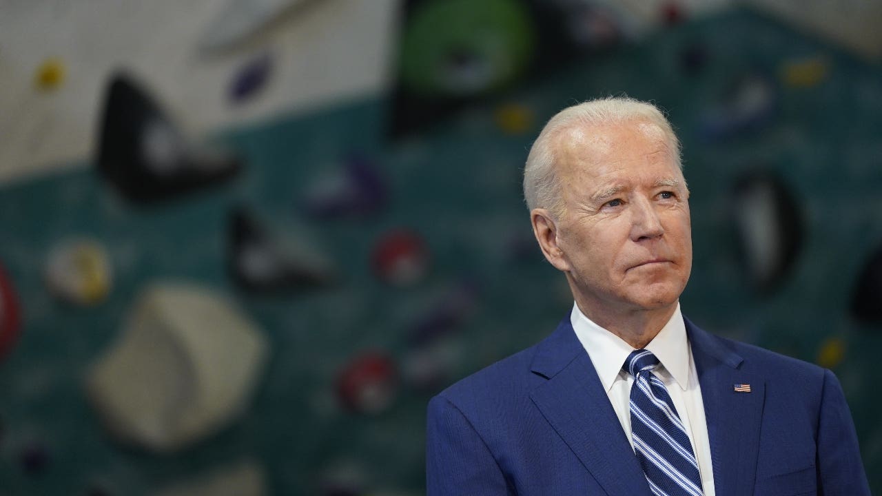 President Biden speaks during an event in Virginia