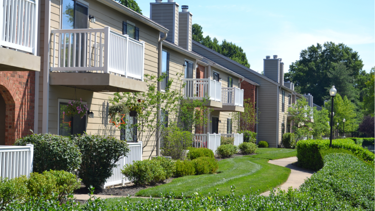 An apartment garden complex