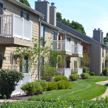 An apartment garden complex
