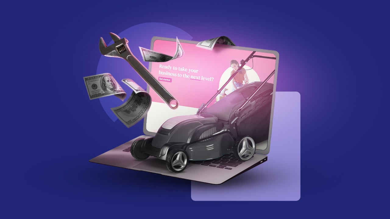 image of lawnmower and cash