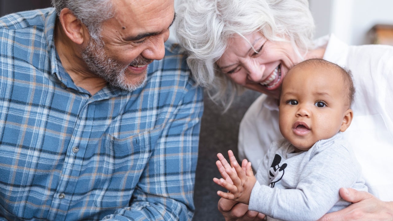 Grandparents spend time with their grandchild