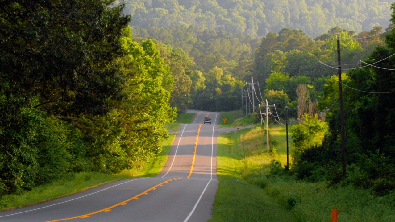 Car On Country Road Amidst Trees