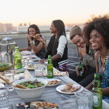 People outside at restaurant