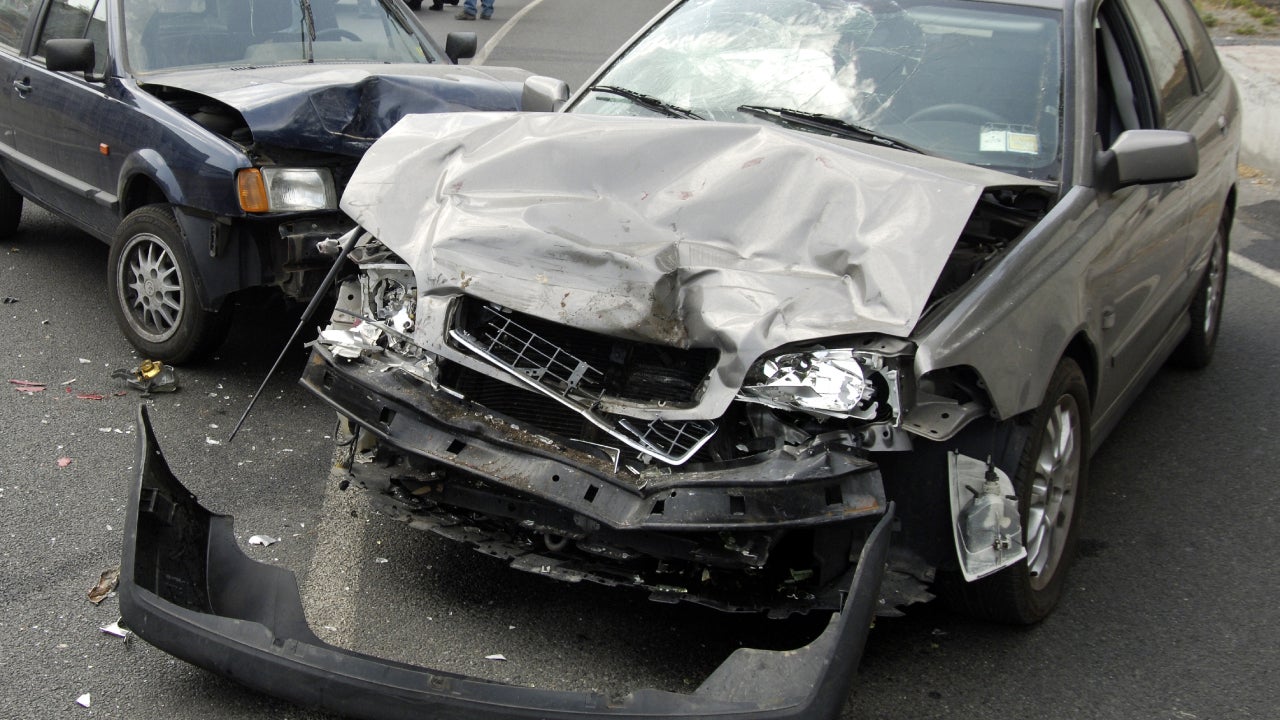 A car accident with major front end damage