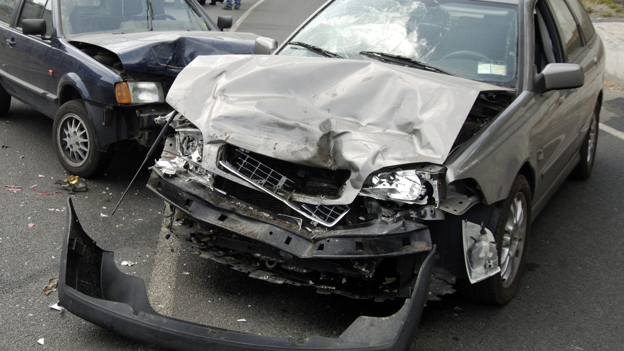 A car accident with major front end damage