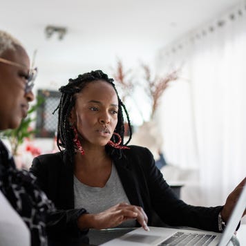 Consultant giving assistance to a client