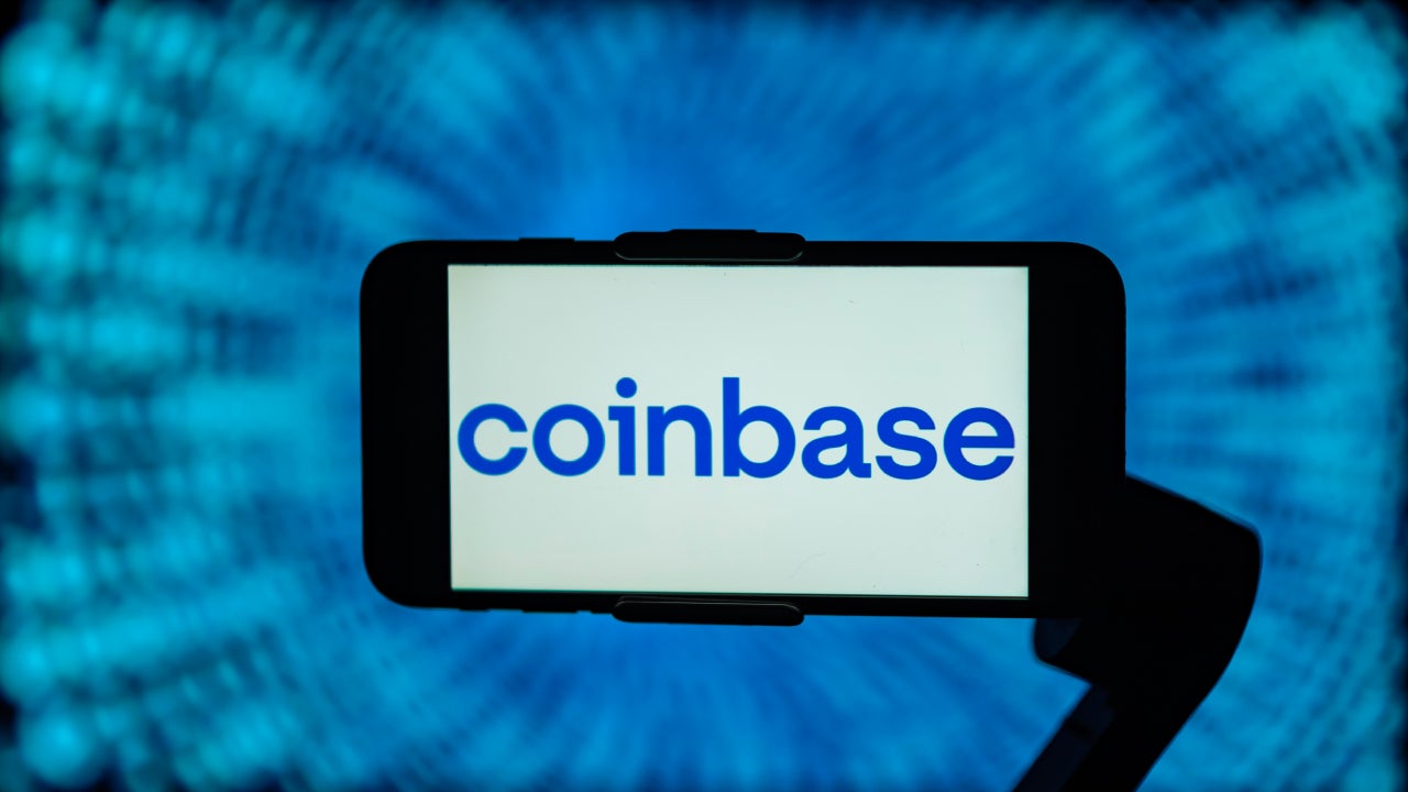 Coinbase Logo on a cellphone
