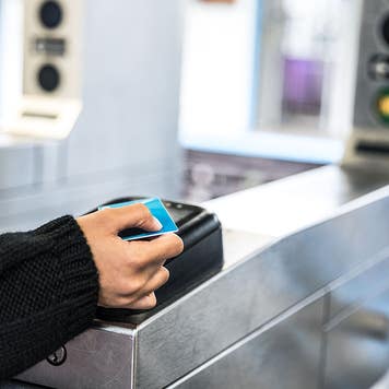 Contactless payment at the entrance of the subway