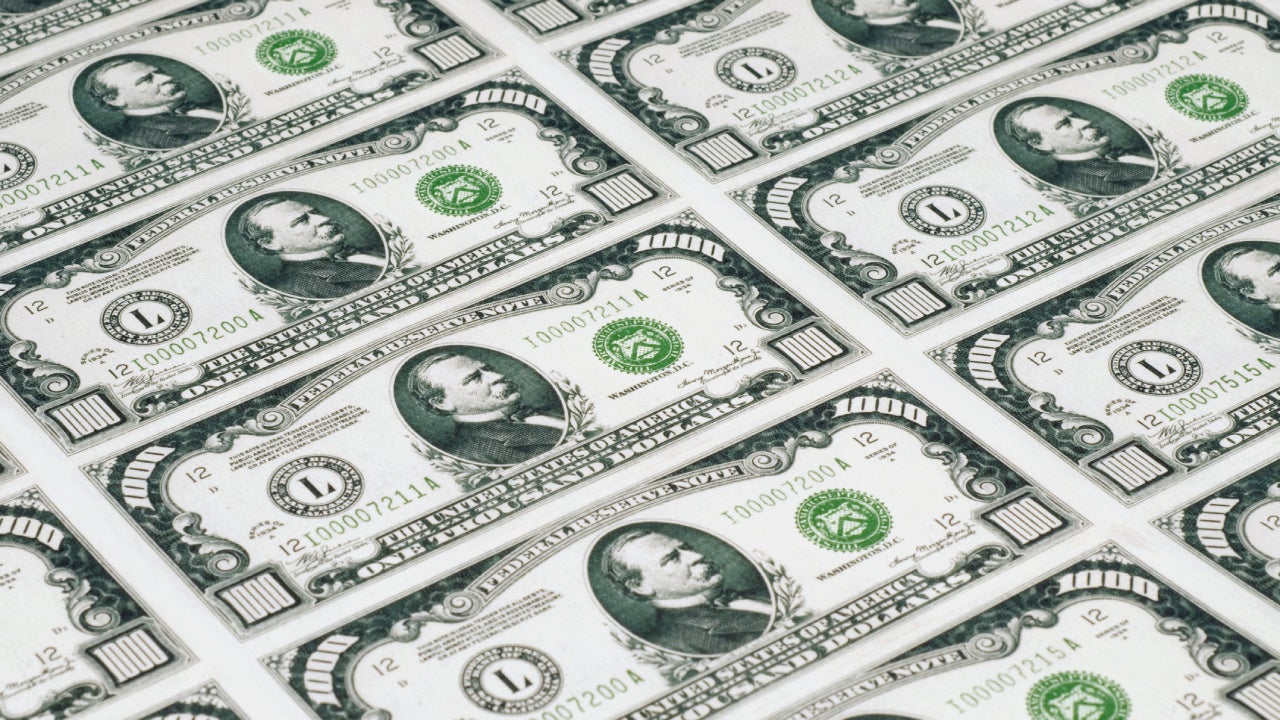 fresh printed USA $1000 bills