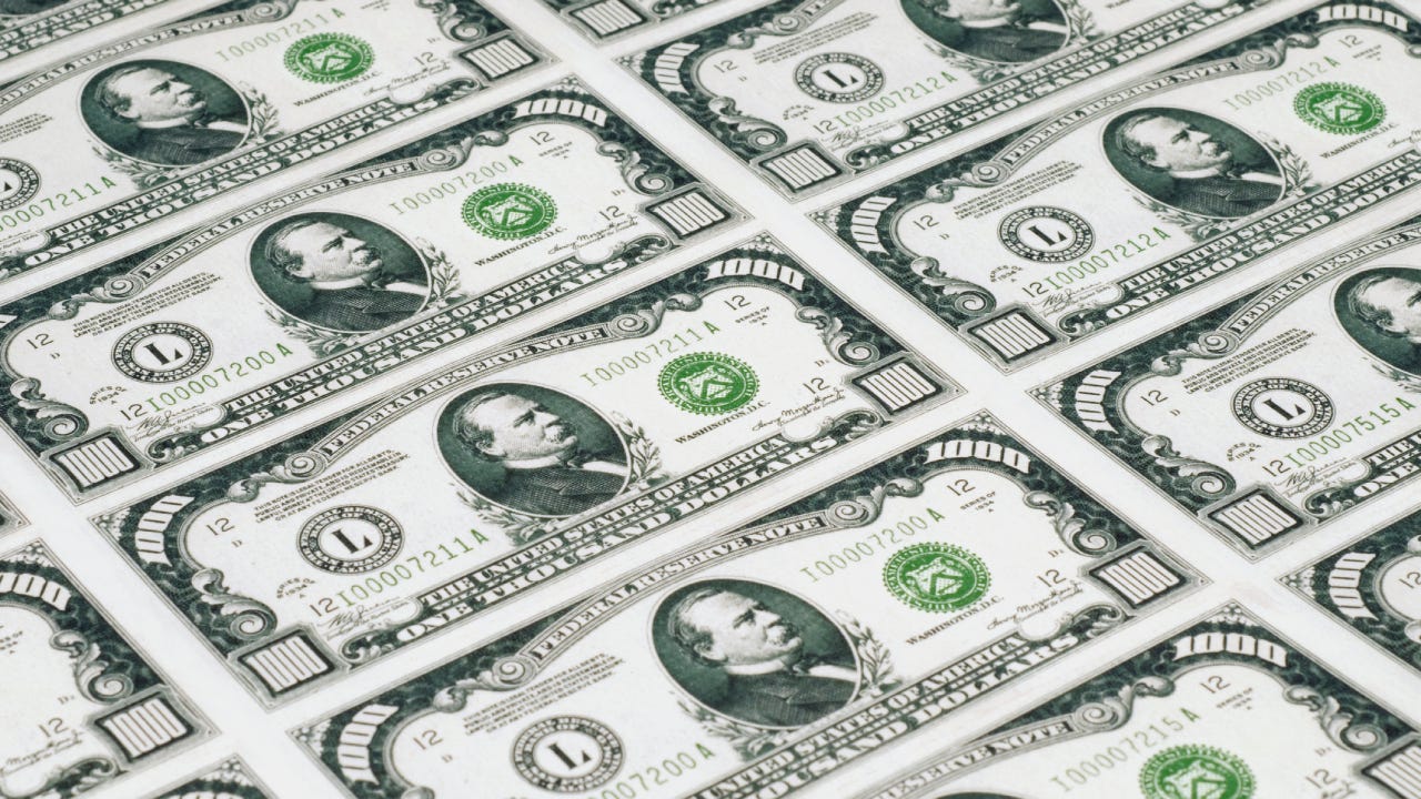 fresh printed USA $1000 bills