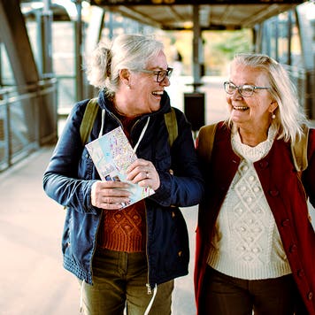 Seniors at a Train station