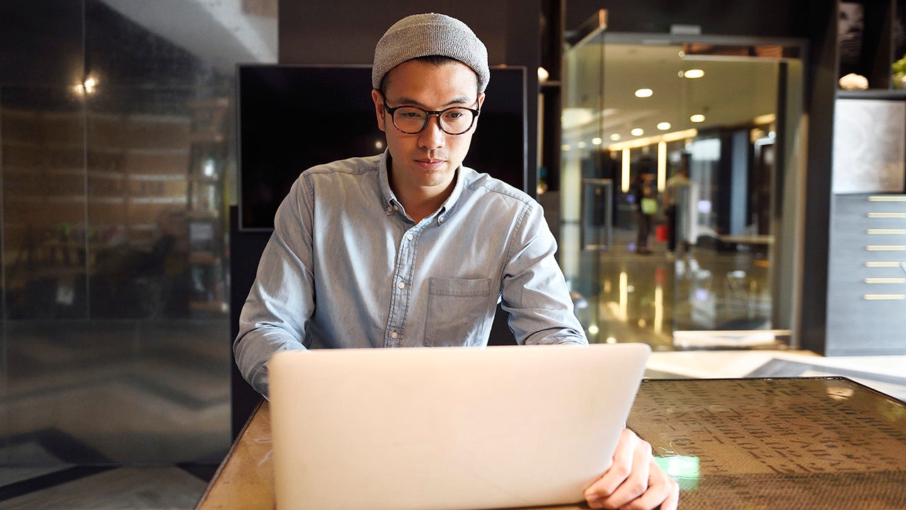 man working on a laptop