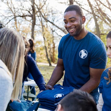 volunteers at a community event