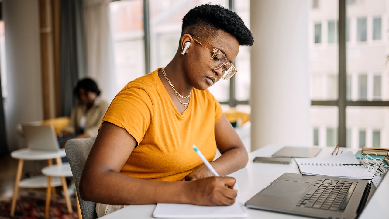 young woman studying