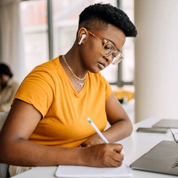 young woman studying